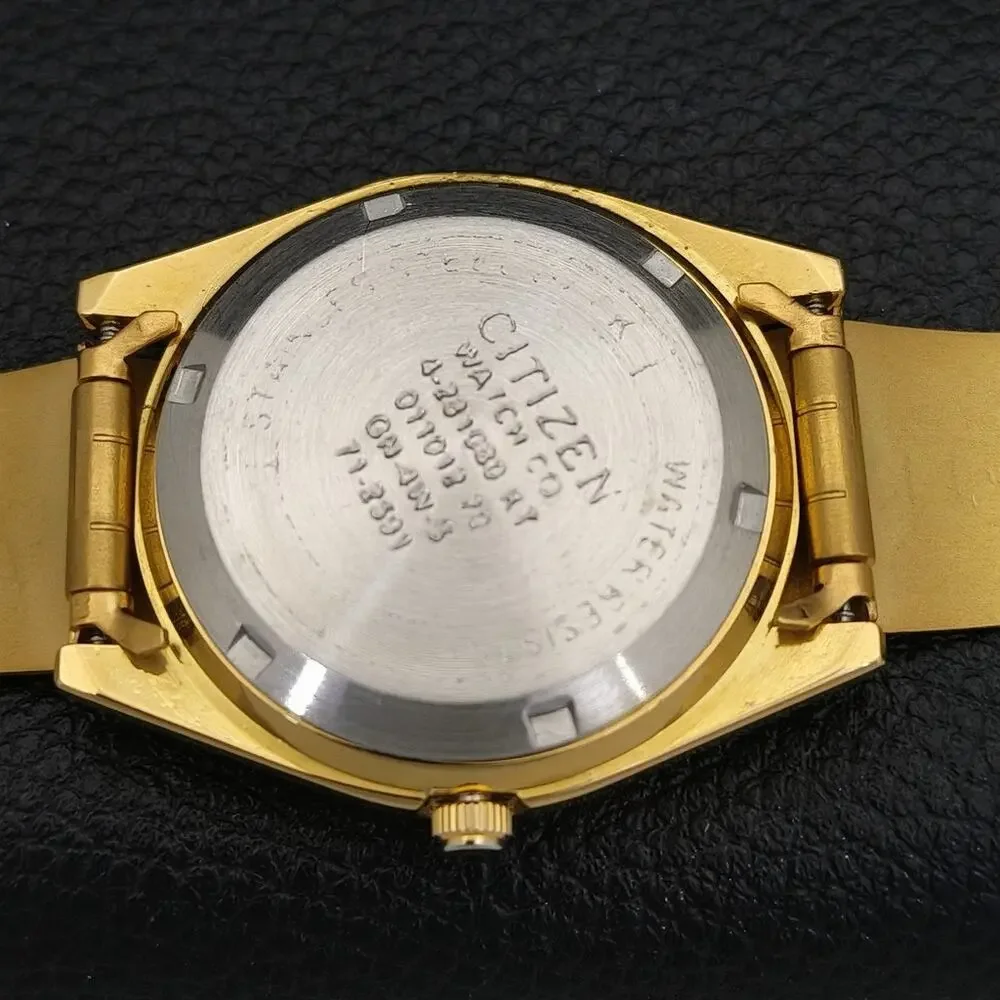 Vintage 1995 Arabic Citizen Automatic Mens Gold Watch W/daydate & Blue accents